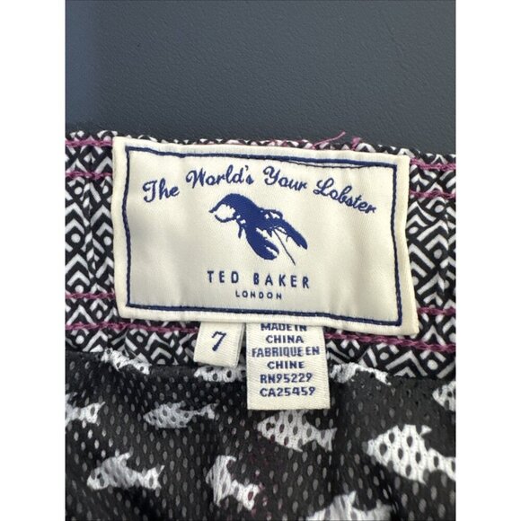 Ted Baker London Men's 7 = US 40 Basket Lined Swim Trunks Pink Geometric EUC - Picture 9 of 16